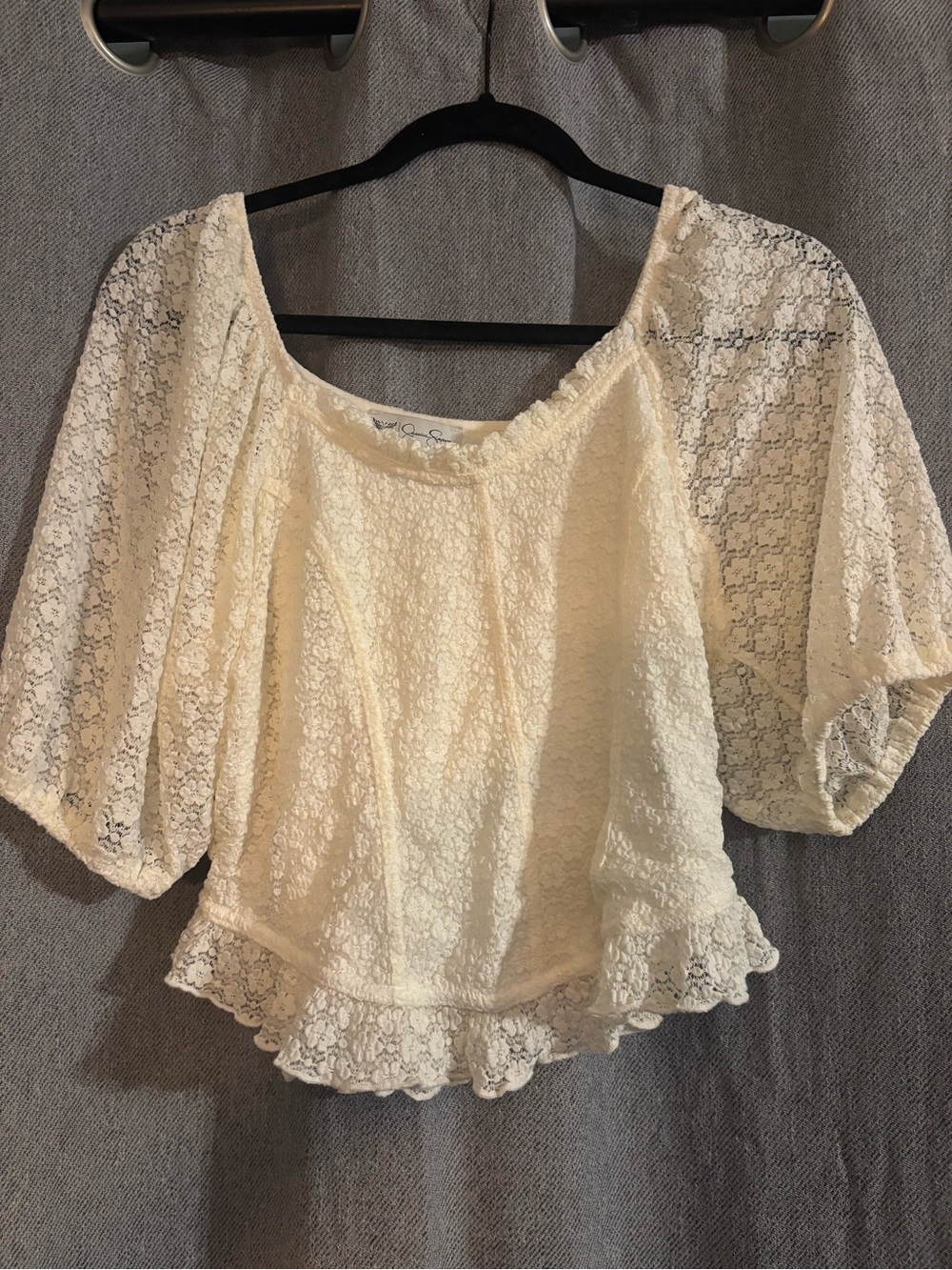 Jessica Simpson Ivory Lace Peplum Blouse